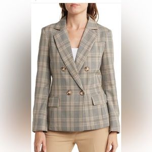 Double breasted plaid blazer